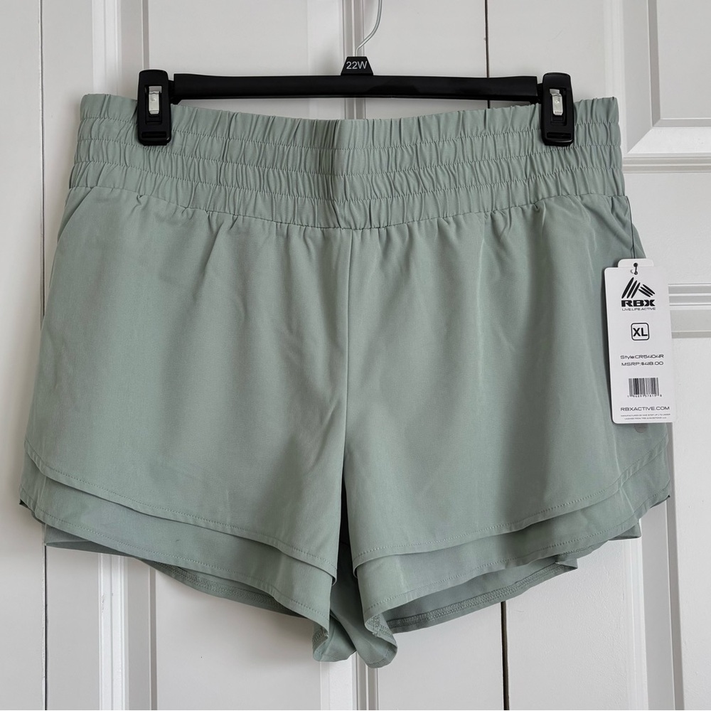 RBX WOMEN'S SHORT SIZE XL GREEN INSIDE DRAWSTRING ELASTICIZED WAIST ATHETIC